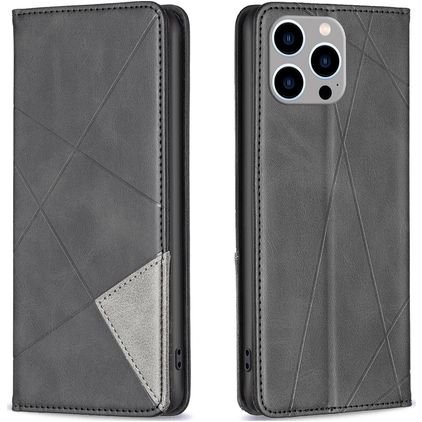 Mobigear Rhombus Slim iPhone 15 Pro Max Hoesje Bookcase - Zwart
