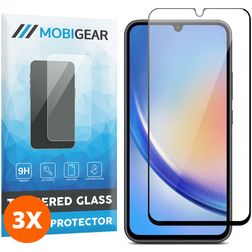 Mobigear Premium Samsung Galaxy A34 Glazen Screenprotector - Case Friendly - Zwart (3-Pack)