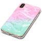 Mobigear Marble iPhone XS Hoesje Flexibel TPU Backcover - Roze / Turquoise