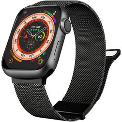 Mobigear Luxury Loop Milanese Apple Watch Bandje Magneetsluiting - 42/41/40/38 mm - Zwart