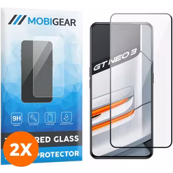 Mobigear Premium Realme GT Neo 3 Glazen Screenprotector - Case Friendly - Zwart (2-Pack)