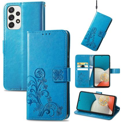 Mobigear Clover Samsung Galaxy A73 Hoesje Bookcase Portemonnee - Blauw
