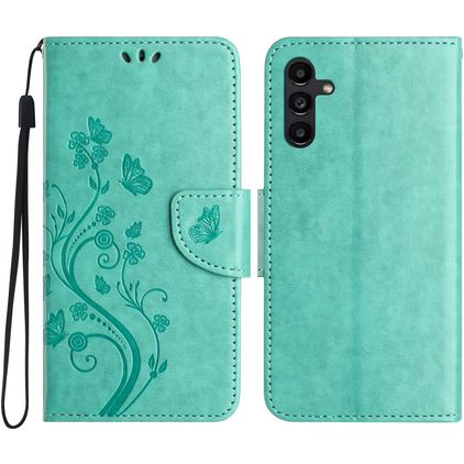 Mobigear Flowers Samsung Galaxy A36 Hoesje Bookcase Portemonnee - Groen