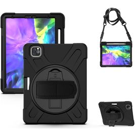 Mobigear SureGrip XGuard iPad Pro 11 Inch (2018) Hoes Hard Kunststof,Siliconen Backcover + Stylus Houder + Schouderband + Standaard - Zwart