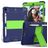 Mobigear ShieldStand iPad 7 (2019) Hoes Hard kunststof / Siliconen Backcover + Stylus Houder + Standaard - Blauw / Groen