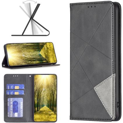 Mobigear Rhombus Slim Motorola Edge 40 Hoesje Bookcase - Zwart