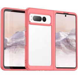 Mobigear Crystal Google Pixel Fold Hoesje Hardcase Backcover - Transparant / Rood