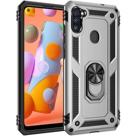 Mobigear Armor Ring Samsung Galaxy A11 Hoesje Hardcase Backcover Shockproof met Ringhouder - Zilver