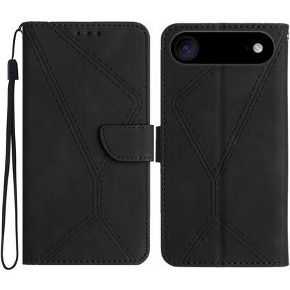 Mobigear Stitch iPhone Air Hoesje Bookcase Portemonnee - Zwart
