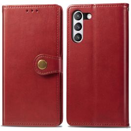 Mobigear Snap Button Samsung Galaxy S21 FE Hoesje Bookcase Portemonnee - Rood