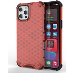 Mobigear Honeycomb iPhone 13 Mini Hoesje Hardcase Backcover Shockproof - Rood