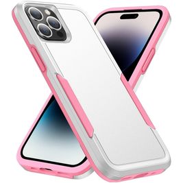 Mobigear Heavy Armor iPhone 14 Pro Hoesje Hardcase Backcover Shockproof - Wit / Roze