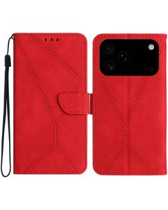 Mobigear Stitch iPhone 18 Pro Hoesje Bookcase Portemonnee - Rood