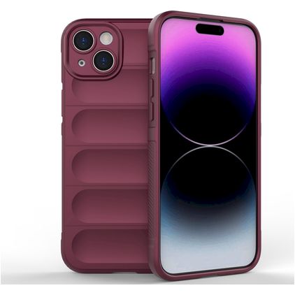 Mobigear Bumpy iPhone 15 Plus Hoesje Flexibel TPU Backcover - Bordeaux Rood