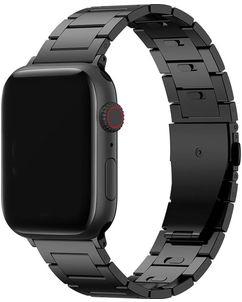 Mobigear Sydney Titanium Apple Watch Bandje Vouwsluiting - 49/46/45/44 mm - Zwart