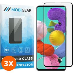 Mobigear Premium Samsung Galaxy A51 Glazen Screenprotector - Case Friendly - Zwart (3-Pack)
