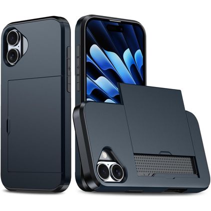 Mobigear Card iPhone 18 Hoesje Hardcase Backcover Shockproof met Pasjeshouder - Blauw