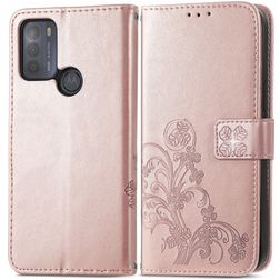Mobigear Clover Motorola Moto G50 Hoesje Bookcase Portemonnee - Roségoud