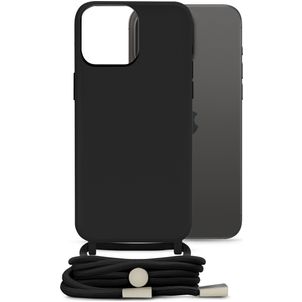 Mobilize Lanyard Gelly iPhone 15 Pro Max Flexibel TPU Hoesje met koord - Zwart