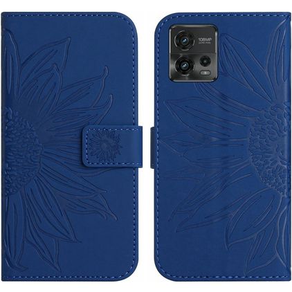 Mobigear Sunflower Motorola Moto G72 Hoesje Bookcase Portemonnee - Donkerblauw