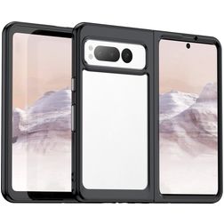 Mobigear Crystal Google Pixel Fold Hoesje Hardcase Backcover - Transparant / Zwart