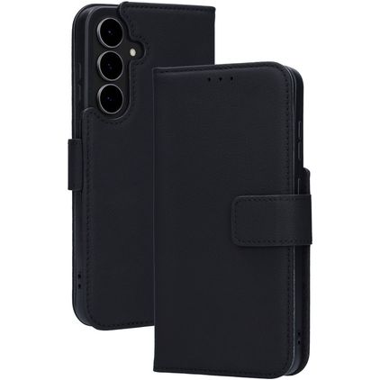 Mobiparts Wallet Samsung Galaxy S25 FE Hoesje Echt Leer Bookcase Portemonnee - Zwart