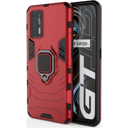 Mobigear Armor Ring Realme GT Hoesje Hardcase Backcover Shockproof met Ringhouder - Rood