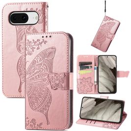 Mobigear Butterfly Google Pixel 8 Hoesje Bookcase Portemonnee - Roségoud