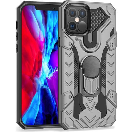 Mobigear Armor Ring iPhone 12 Pro Max Hoesje Hardcase Backcover Shockproof met Ringhouder - Grijs