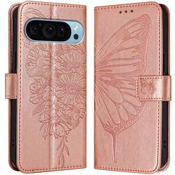 Mobigear Butterfly Google Pixel 9 Pro XL Hoesje Bookcase Portemonnee - Roségoud