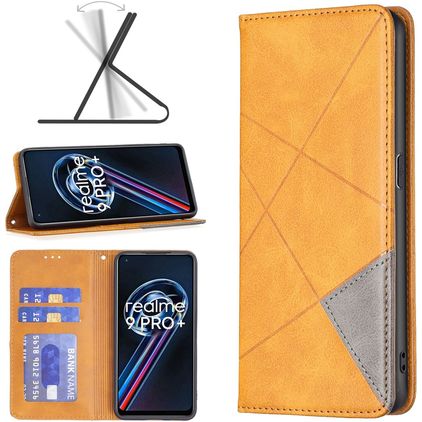 Mobigear Rhombus Slim Realme 9 Pro Plus Hoesje Bookcase - Cognac