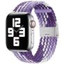 Mobigear Braided Nylon Apple Watch Bandje Klemsluiting - 49/46/45/44 mm - Wit / Paars