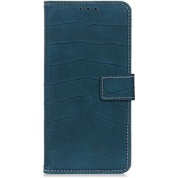 Mobigear Croco Motorola Edge 20 Pro Hoesje Bookcase Portemonnee - Groen