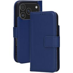 Mobiparts Wallet iPhone 17 Pro MagSafe Hoesje Echt Leer Bookcase Portemonnee - Blauw