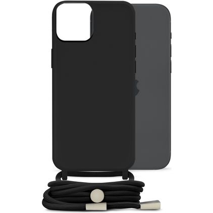 Mobilize Lanyard Gelly iPhone 15 Plus Flexibel TPU Hoesje met koord - Zwart
