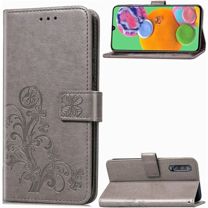 Mobigear Clover Samsung Galaxy A21 Hoesje Bookcase Portemonnee - Grijs