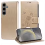 Mobigear Flowers Samsung Galaxy S25 Hoesje Bookcase Portemonnee - Goud