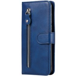 Mobigear Zipper Xiaomi Redmi Note 9 Hoesje Bookcase Portemonnee - Blauw