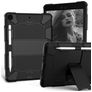 Mobigear ShieldStand iPad 8 (2020) Hoes Hard Kunststof,Siliconen Backcover + Stylus Houder + Standaard - Zwart