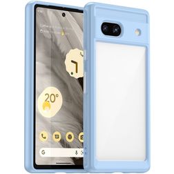 Mobigear Crystal Google Pixel 7a Hoesje Hardcase Backcover - Transparant / Blauw