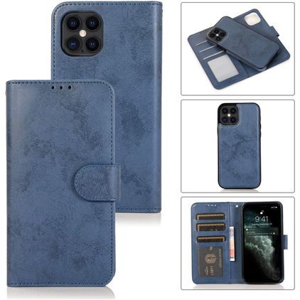 Mobigear Wallet iPhone 12 Hoesje Uitneembare 2in1 Bookcase Portemonnee - Donkerblauw