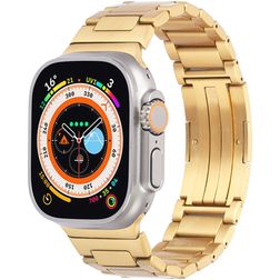 Mobigear Berlin Stalen Apple Watch Bandje Vouwsluiting - 49/46/45/44 mm - Goud
