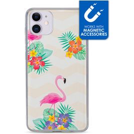 My Style Magneta iPhone 11 Hoesje Flexibel TPU Backcover - Flamingo