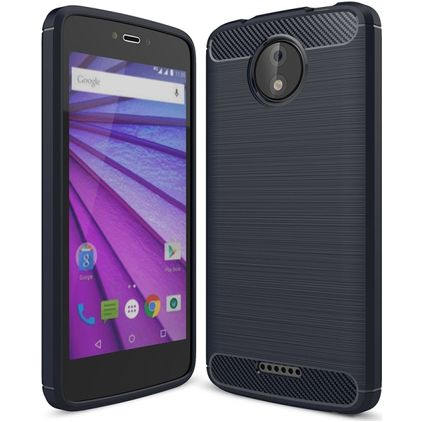 Mobigear Brushed Slim Motorola Moto C Plus Hoesje Flexibel TPU Backcover - Marineblauw