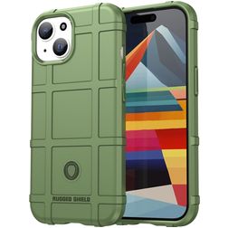 Mobigear Rugged Shield iPhone 15 Hoesje Flexibel TPU Backcover Shockproof - Groen