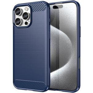 Mobigear Brushed Slim iPhone 16 Pro Max Hoesje Flexibel TPU Backcover - Blauw
