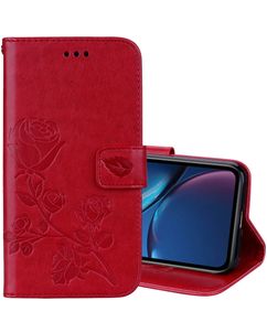 Mobigear Roses iPhone XR Hoesje Bookcase Portemonnee - Rood