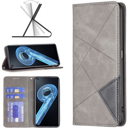 Mobigear Rhombus Slim OPPO A96 Hoesje Bookcase - Grijs