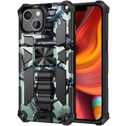 Mobigear Armor Stand iPhone 13 Hoesje Hardcase Backcover Shockproof met Standaard - Groen