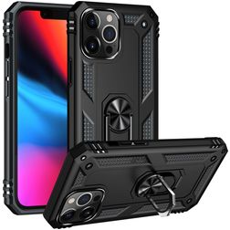 Mobigear Armor Ring iPhone 14 Pro Hoesje Hardcase Backcover Shockproof met Ringhouder - Zwart